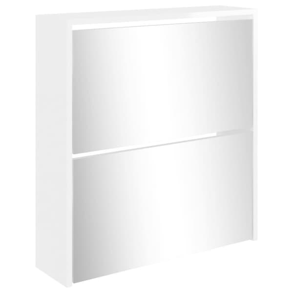 vidaXL skoskab med spejl 2 hylder 63x17x67 cm hvid højglans