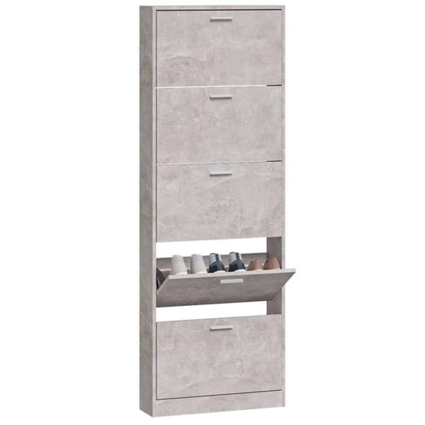 vidaXL Kenkäkaappi betoninharmaa 59x17x169 cm tekninen puu