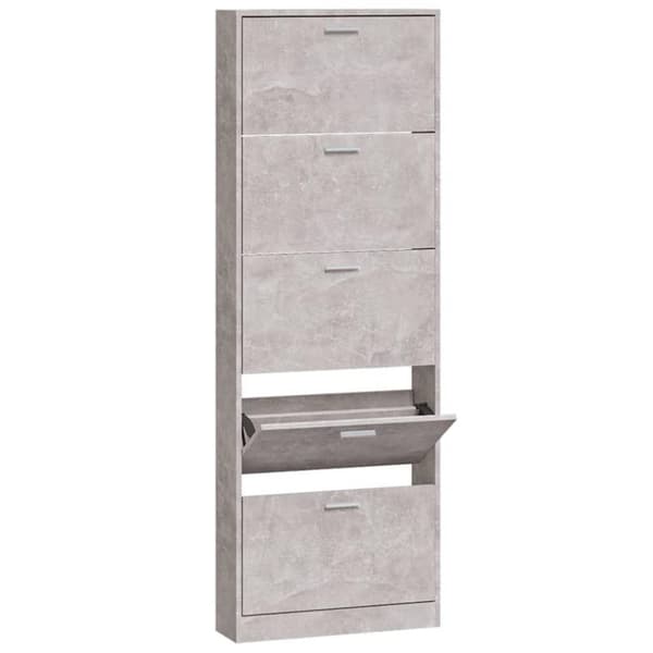 vidaXL Kenkäkaappi betoninharmaa 59x17x169 cm tekninen puu