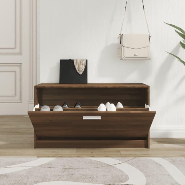 vidaXL skobænk 80x24x45 cm konstrueret træ brun egetræsfarve