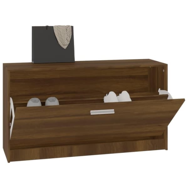vidaXL skobænk 80x24x45 cm konstrueret træ brun egetræsfarve