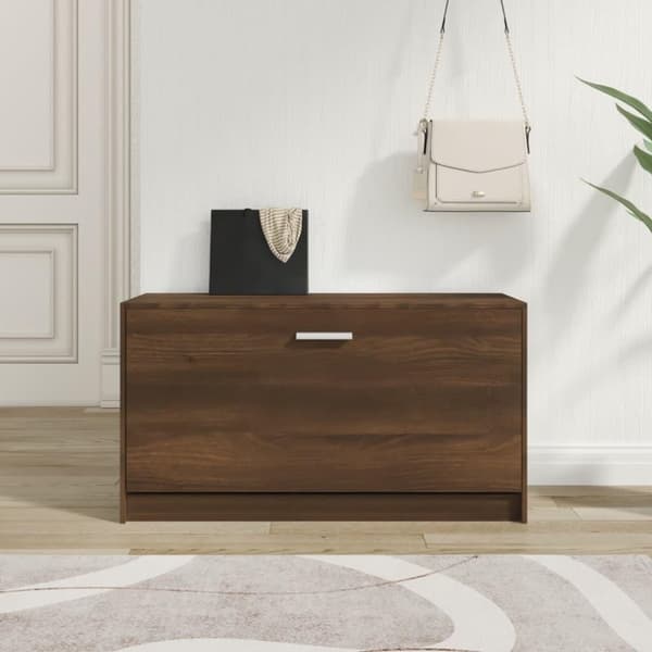 vidaXL skobænk 80x24x45 cm konstrueret træ brun egetræsfarve