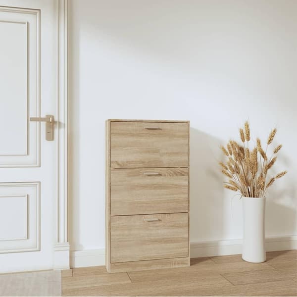 vidaXL skoskab 59x17x108 cm konstrueret træ egetræ