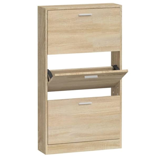 vidaXL skoskab 59x17x108 cm konstrueret træ egetræ