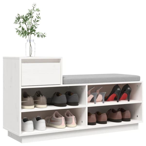 vidaXL skoreol 110x34x61 cm massivt fyrretræ hvid