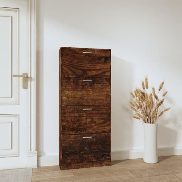 vidaXL skoskab 59x17x150 cm konstrueret træ røget egetræsfarve