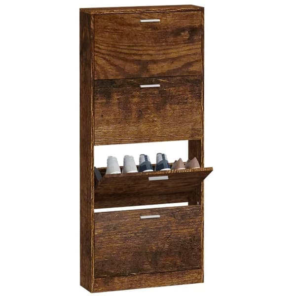 vidaXL skoskab 59x17x150 cm konstrueret træ røget egetræsfarve