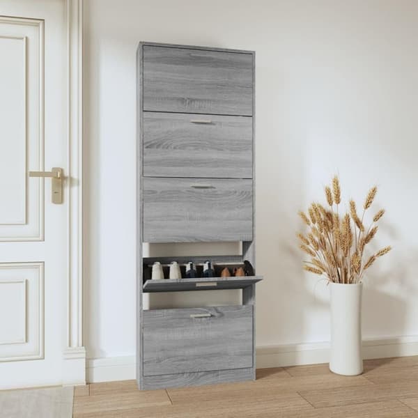 vidaXL skoskab 59x17x169 cm konstrueret træ grå sonoma-eg