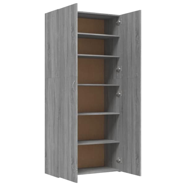 vidaXL Kenkäkaappi harmaa Sonoma 80x35,5x180 cm tekninen puu