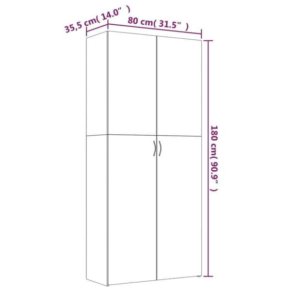 vidaXL Kenkäkaappi harmaa Sonoma 80x35,5x180 cm tekninen puu