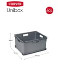 Miniatyrbild 7 av 7: Curver Förvaringslåda Unibox XL 60L grå
