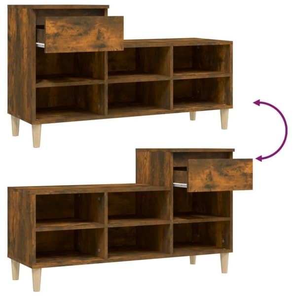 vidaXL Skoskap røkt eik 102x36x60 cm konstruert tre