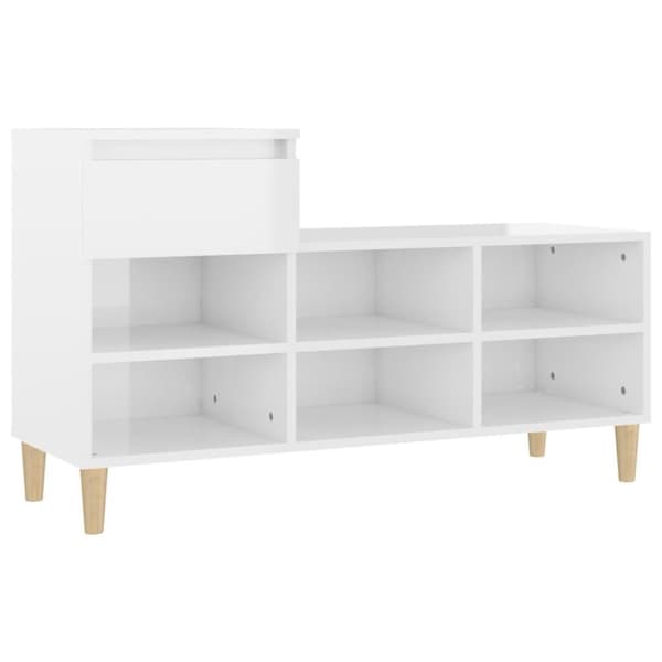 vidaXL Skoskap høyglans hvit 102x36x60 cm konstruert tre