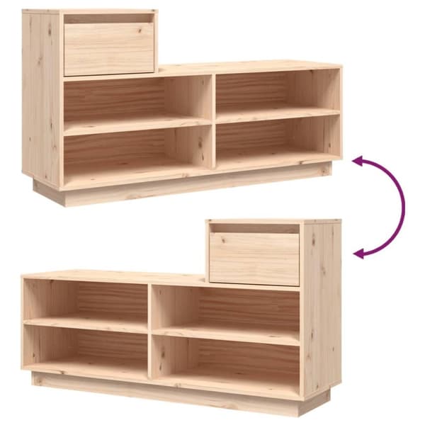vidaXL Skohylle 110x34x61 cm heltre furu
