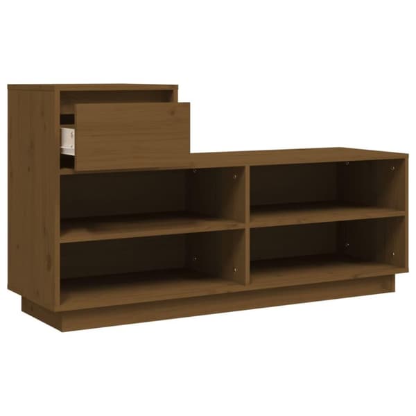 vidaXL Skoskåp honungsbrun 110x34x61 cm massiv furu