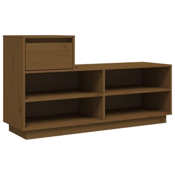 vidaXL Skoskåp honungsbrun 110x34x61 cm massiv furu