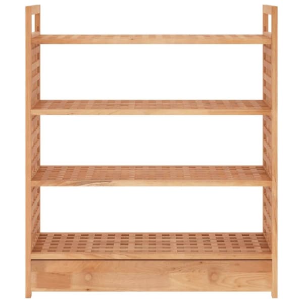 vidaXL Skohylle med skuff 70x27x81 cm heltre valnøtt