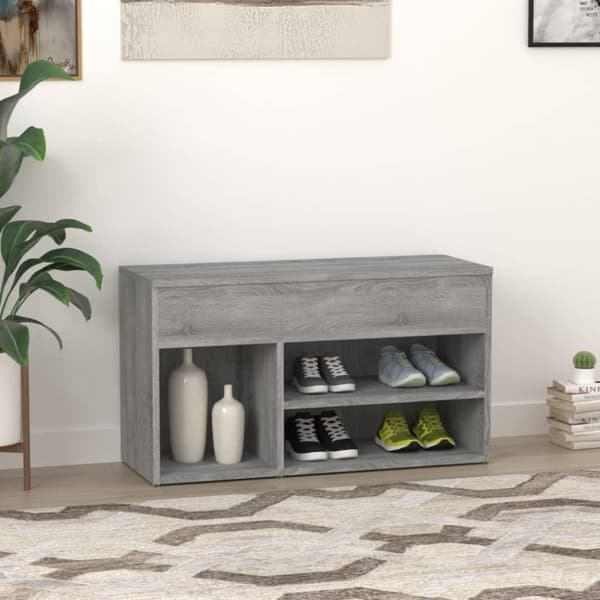 vidaXL Kenkäpenkki harmaa Sonoma 80x30x45 cm tekninen puu
