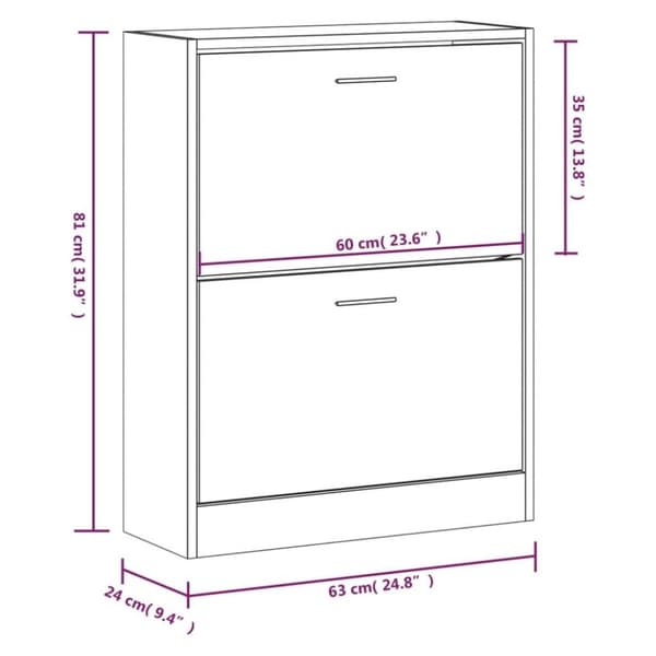 vidaXL Skoskåp vit högglans 63x24x81 cm konstruerat trä