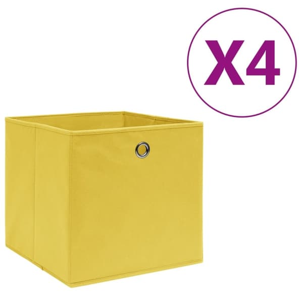 vidaXL opbevaringskasser 4 stk. ikke-vævet stof 28x28x28 cm gul