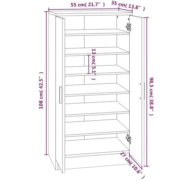vidaXL Skoskap svart 55x35x108 cm konstruert tre