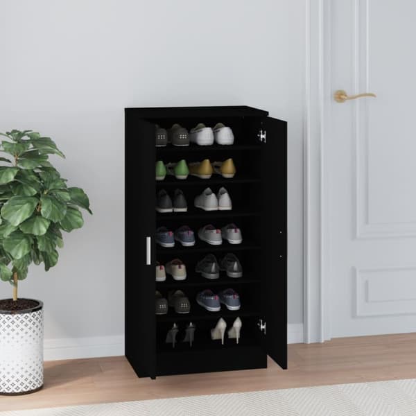 vidaXL Skoskap svart 55x35x108 cm konstruert tre