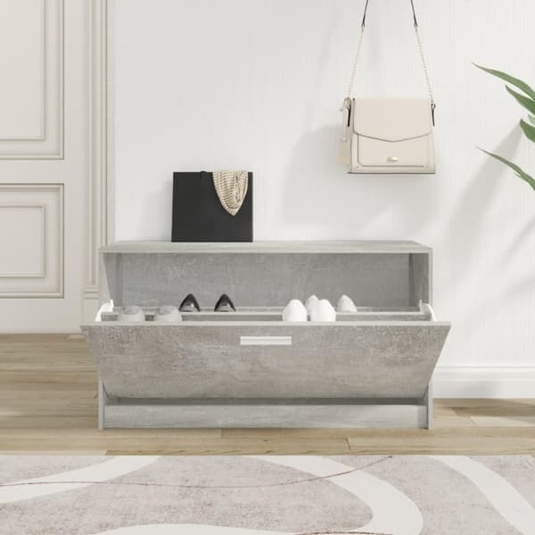 vidaXL skobænk 80x24x45 cm konstrueret træ betongrå