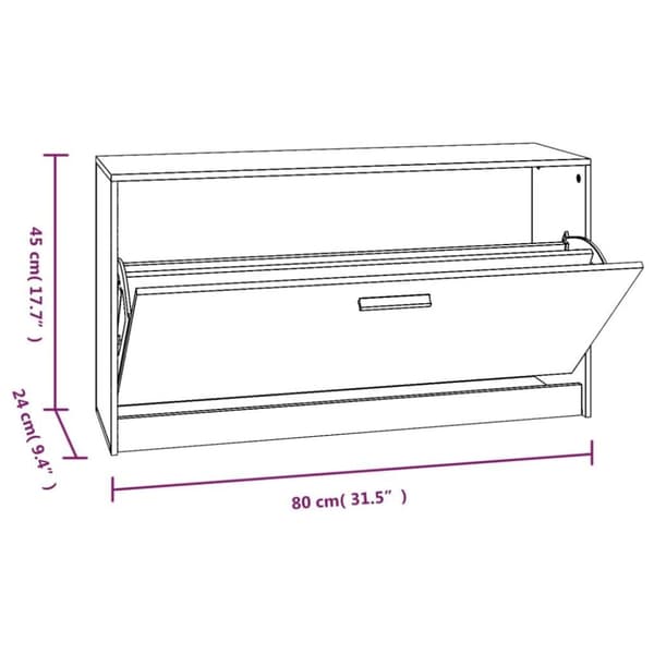 vidaXL skobænk 80x24x45 cm konstrueret træ sort