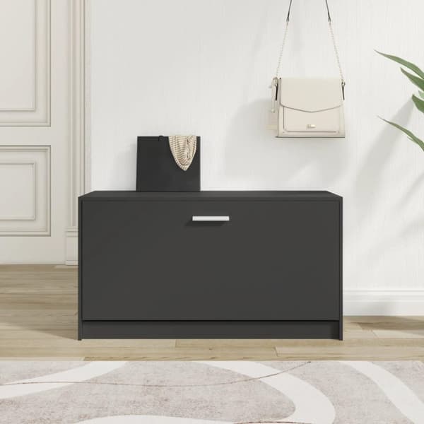 vidaXL skobænk 80x24x45 cm konstrueret træ sort