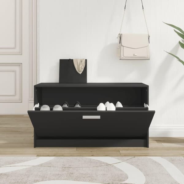 vidaXL skobænk 80x24x45 cm konstrueret træ sort