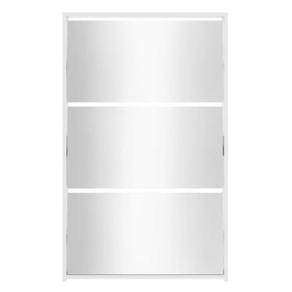 vidaXL skoskab med spejl 3 hylder 63x17x102,5 cm hvid højglans
