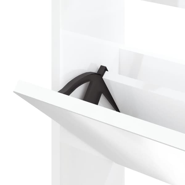 vidaXL skoskab med spejl 3 hylder 63x17x102,5 cm hvid højglans