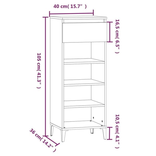 vidaXL skoreol 40x36x105 cm konstrueret træ sort