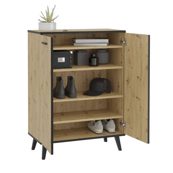 FMD skoskab med 5 rum 68,5x33x93,5 cm egetræsfarve
