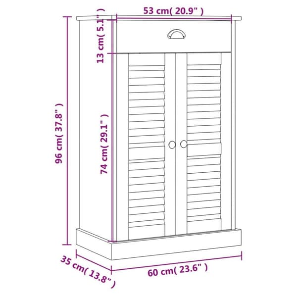 vidaXL Skoskap VIGO 60x35x96 cm heltre furu