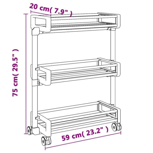 vidaXL Oppbevaringsvogn 59x20x75 cm aluminium