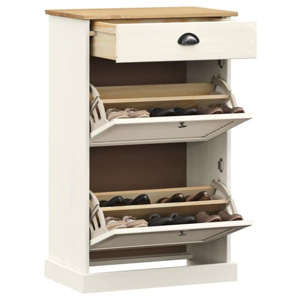 vidaXL Skoskåp VIGO 60x35x96 cm vit massiv furu