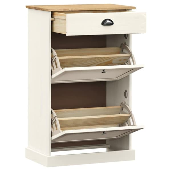 vidaXL Skoskåp VIGO 60x35x96 cm vit massiv furu