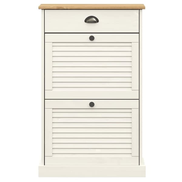 vidaXL skoskab VIGO 60x35x96 cm massivt fyrretræ hvid