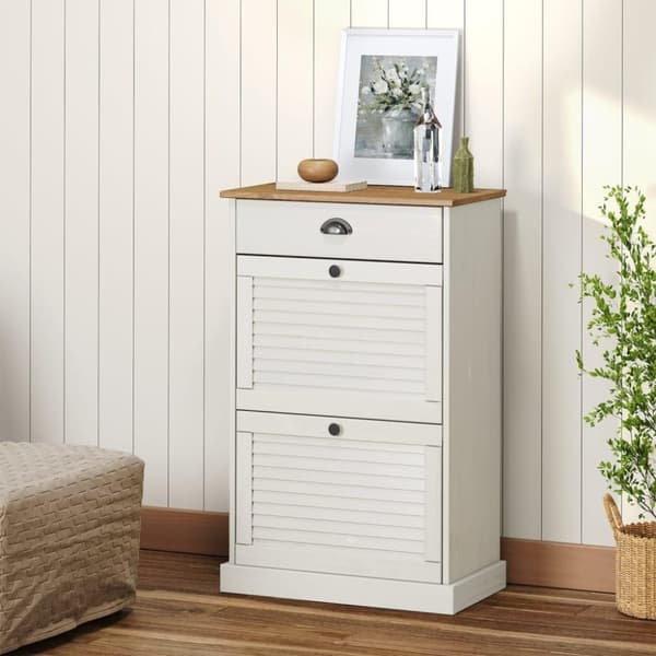 vidaXL skoskab VIGO 60x35x96 cm massivt fyrretræ hvid