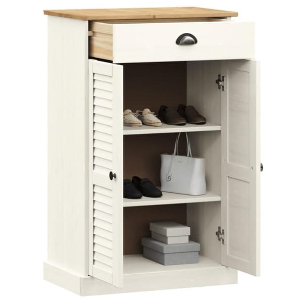 vidaXL Skoskåp VIGO vit 60x35x96 cm massiv furu