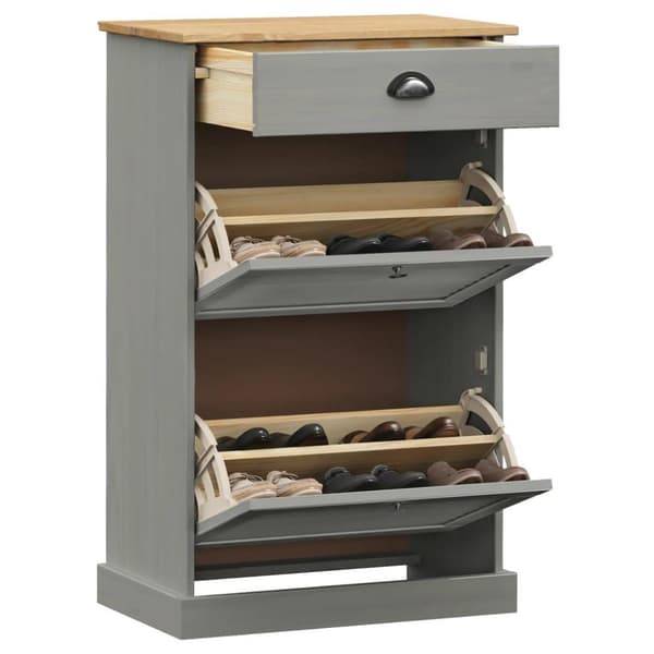 vidaXL skoskab VIGO 60x35x96 cm massivt fyrretræ grå
