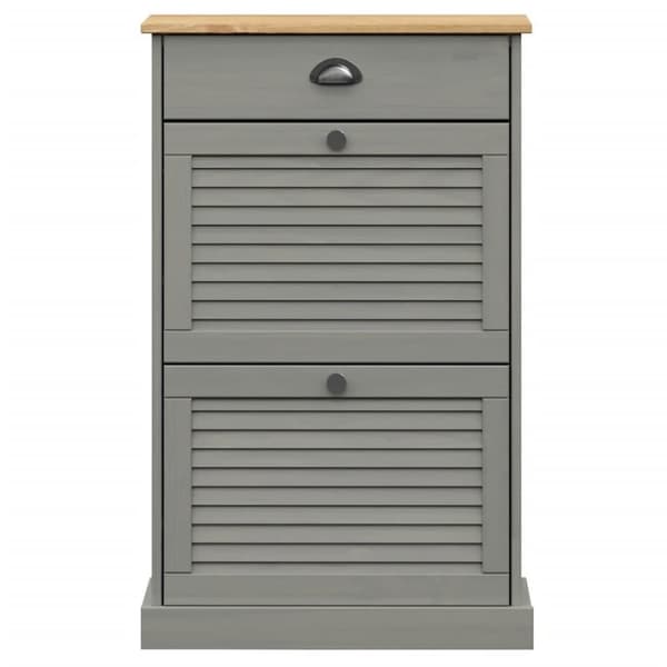 vidaXL skoskab VIGO 60x35x96 cm massivt fyrretræ grå