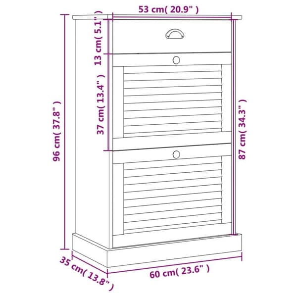 vidaXL skoskab VIGO 60x35x96 cm massivt fyrretræ grå