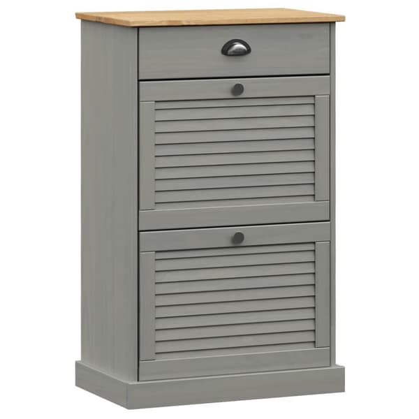 vidaXL skoskab VIGO 60x35x96 cm massivt fyrretræ grå