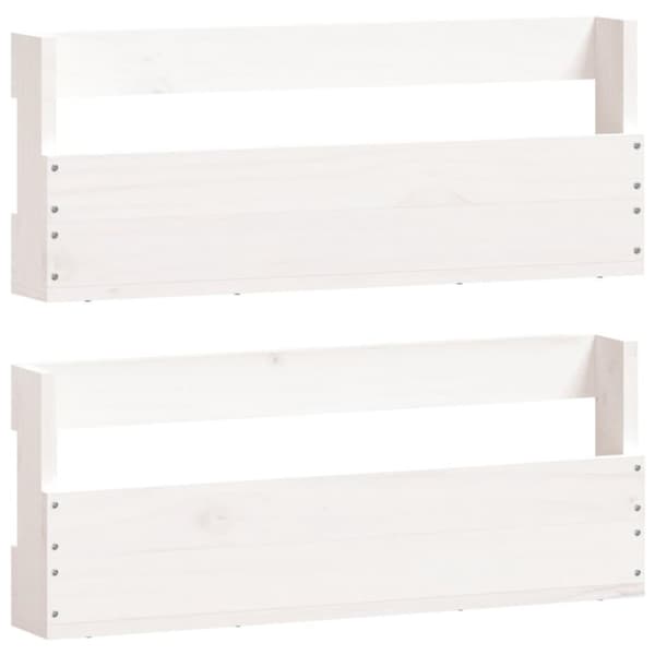 vidaXL væghængte skohylder 2 stk. 59x9x23 cm massivt fyrretræ Hvid