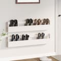 Miniatyrbilde 2 av 9: vidaXL Veggmonterte skohyller 2 stk hvit 110 x 9 x 23 cm heltre furu
