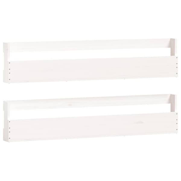 vidaXL Veggmonterte skohyller 2 stk hvit 110 x 9 x 23 cm heltre furu