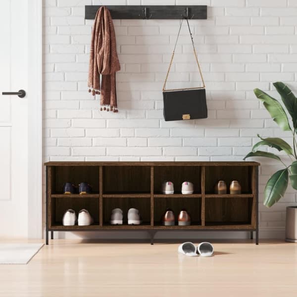 vidaXL skoskab 131x35x50 cm konstrueret træ brun egetræ
