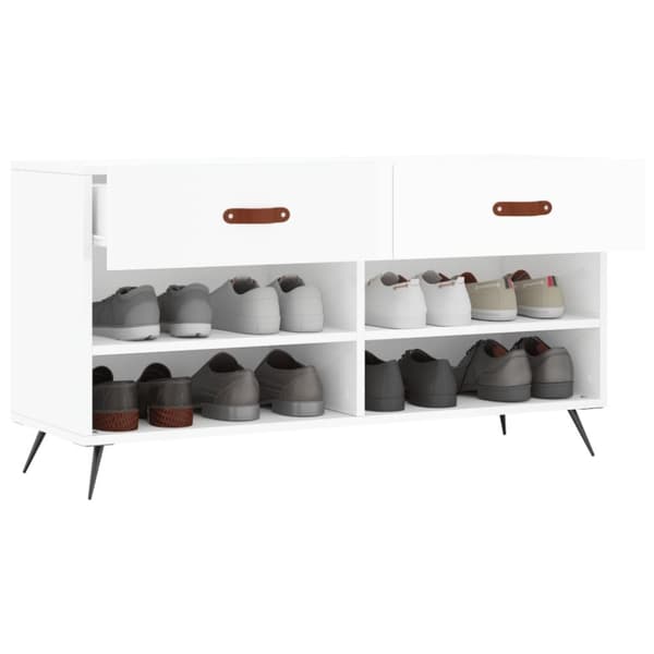 vidaXL Kenkäkaappi korkeakiilto valkoinen 102x35x55 cm tekninen puu